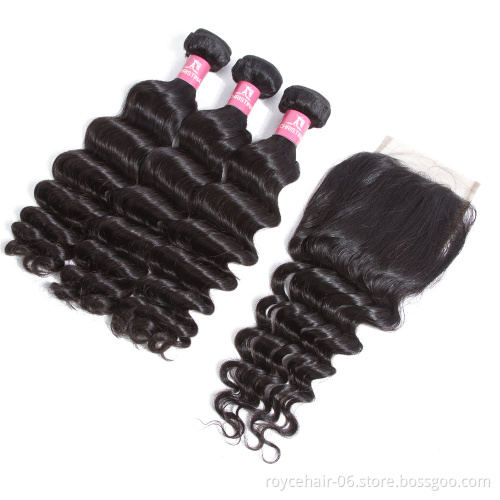 Wholesale Cheap Price Natural Wave Human Hair Extension 4 Bundle Hair With Closure